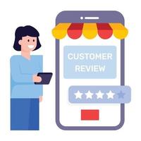 Mobile review flat illustration is up for premium use vector