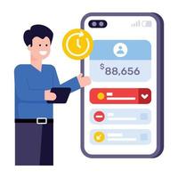 A flat modern illustration of mobile payment vector