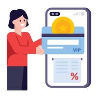 A flat modern illustration of mobile payment vector