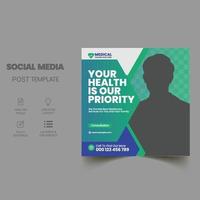 Healthcare Social media post template.promotion square web banner for hospital and clinic vector