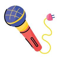 Modern doodle sticker of singing mic vector