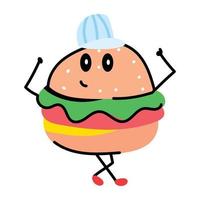 Junk food, handcrafted sticker of burger vector