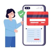 A flat modern illustration of mobile payment vector