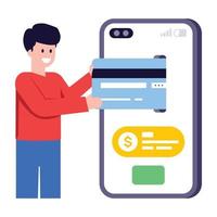 A flat modern illustration of mobile payment vector