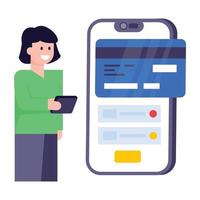 A flat modern illustration of mobile payment vector