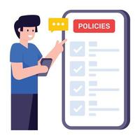 Modern flat illustration of policies vector