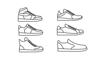 set colección casual sport zapatos línea vector diseño