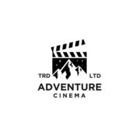 premium adventure mountain film vector black logo icon design