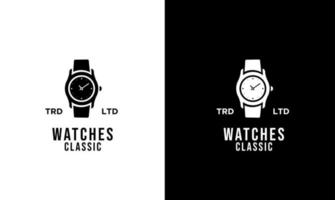 simple classic watch logo illustration vector