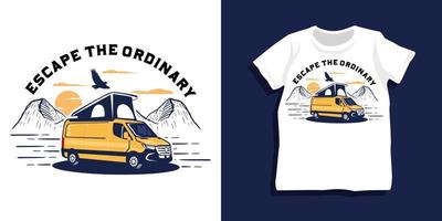 diseño de camiseta de aventura de autocaravana vector