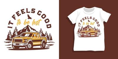 Offroad car and mountain tshirt design vector