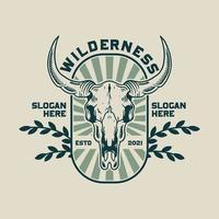 Wilderness buffalo skull logo vector