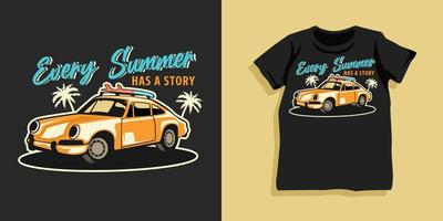 Beach summer car tshirt design vector