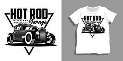 Hot rod car garage tshirt design vector