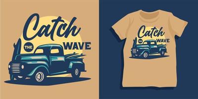 diseño de camiseta de coche de verano de playa vector