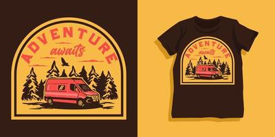 Camper van adventure tshirt design vector