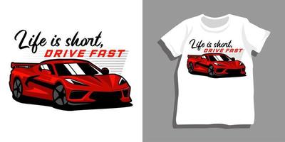 diseño de camiseta de auto deportivo vector