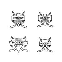 conjunto colección hockey hielo equipo logo icono diseño vector
