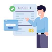 Man with receipt flat illustration design vector