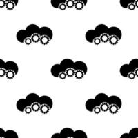 Seamless pattern with cloud and gears on white background. Online repair service concept. Cloud service template. Vector illustration for design, web, wrapping paper, fabric