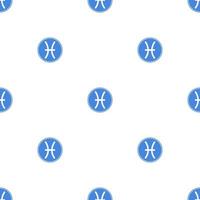 Seamless pattern with pisces zodiac sign. Astrological, horoscope sign. Zodiac symbol. Water element. Sticker. Vector illustration for design, web, wrapping paper, fabric, wallpaper.