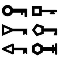 Filled Icons Keys Set isolated on white background. Vector illustration.