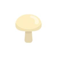 Fresh champignon isolated on white background. Mushroom icon for market, recipe design. Organic food. Cartoon style. Vector illustration for design.