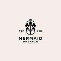 premium Mermaid with neptune trident logo icon design vector