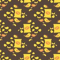 yellow cute bird with chips seamless for funny fabric pattern vector