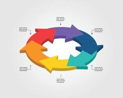 arrow chart template for infographic for presentation for 6 element vector