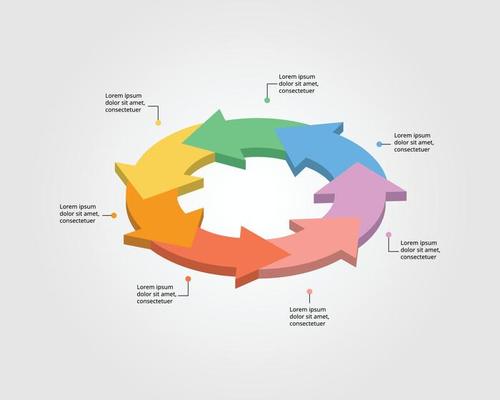 arrow shape template for infographic for presentation for 7 element