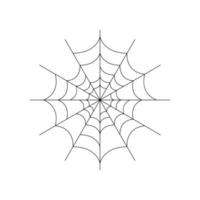 Round whole spider web isolated on white background. Halloween spiderweb element. Cobweb line style. Vector illustration for any design.