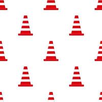 Seamless pattern with traffic cones isolated on white background. Cartoon style. Vector illustration for design, web, wrapping paper, fabric, wallpaper.