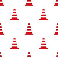 Seamless pattern with traffic cones isolated on white background. Cartoon style. Vector illustration for design, web, wrapping paper, fabric, wallpaper.