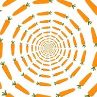 Optical illusion of carrots. Endless 3d perspective background. Vector illustration for design, web.