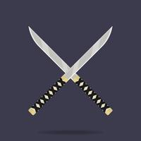 icono de cuchillos cruzados. arma ninja equipo samurái. estilo de dibujos animados ilustración vectorial limpia y moderna para diseño, web. vector