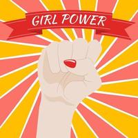 Girl Power. Woman's Fist Raised Up. Female Symbol. Feminism concept. Vector Illustration.