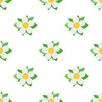 Seamless pattern with decorative strawberry flowers on white background. Vector illustration for any design.