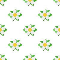 Seamless pattern with decorative strawberry flowers on white background. Vector illustration for any design.