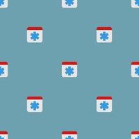 Seamless pattern with medicine sign. First aid icon. Flat style. Vector illustration for design, web, wrapping paper, fabric, wallpaper.