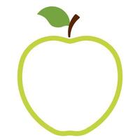 Apple icon. Green outline apple logo isolated on white background. Vector illustration for any design.