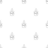 Seamless pattern with line style icon of a candle. Religional concept. Vector illustration for design, web, wrapping paper, fabric, wallpaper.