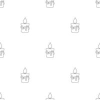 Seamless pattern with line style icon of a candle. Religional concept. Vector illustration for design, web, wrapping paper, fabric, wallpaper.