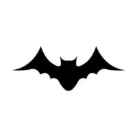 Black silhouette of bat isolated on white background. Halloween decorative element. Vector illustration for any design