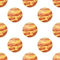 Seamless pattern with Venus planet isolated on white background. Planet of solar system. Cartoon style vector illustration for any design.