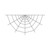 Half spider web isolated on white background. Halloween spiderweb element. Cobweb line style. Vector illustration for any design.