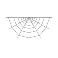 Half spider web isolated on white background. Halloween spiderweb element. Cobweb line style. Vector illustration for any design.