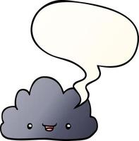 happy cartoon cloud and speech bubble in smooth gradient style vector