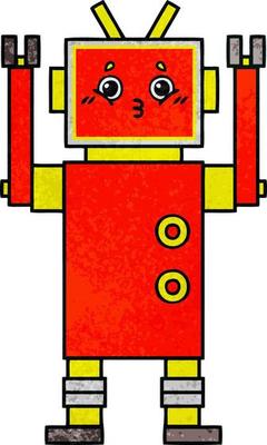 retro grunge texture cartoon robot
