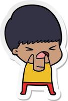 sticker of a cartoon stressed man vector